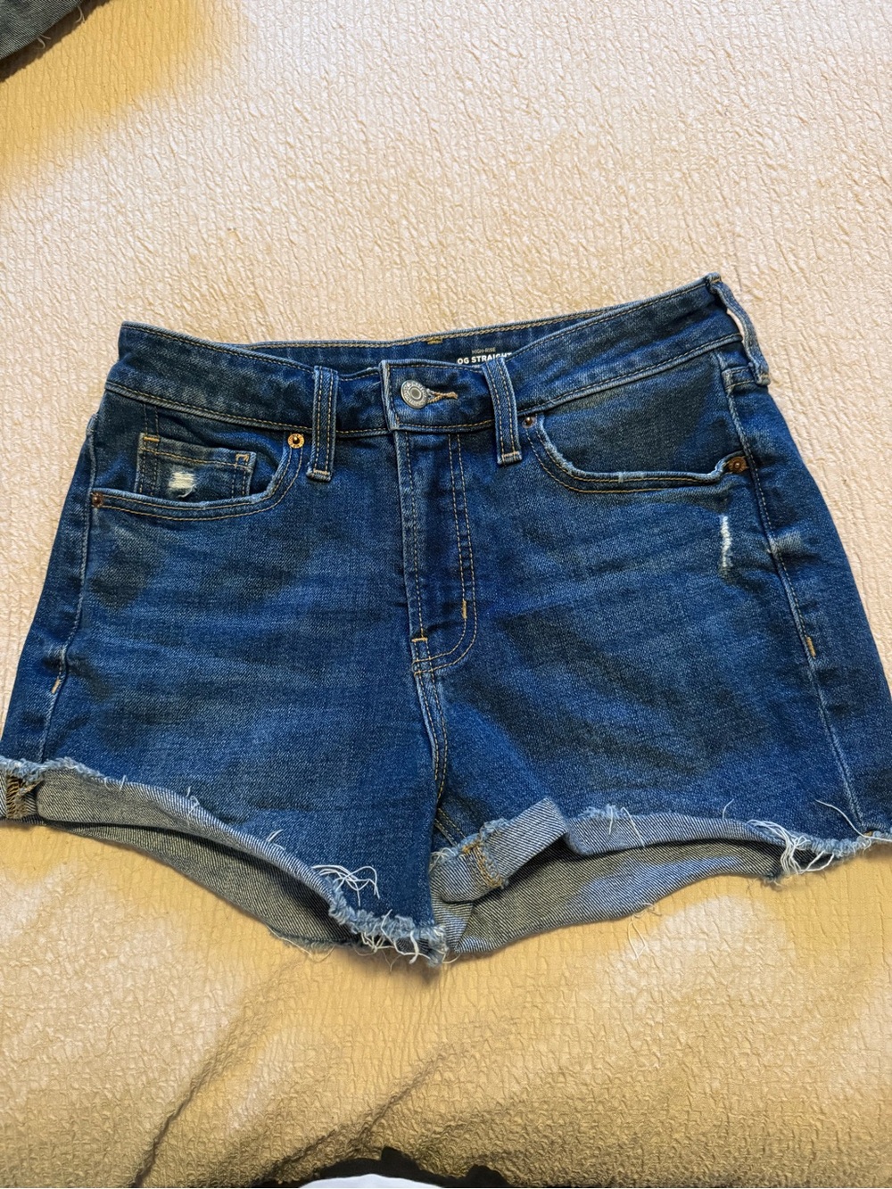Old Navy Dark Blue High Rise Rolled-Hem Denim Shorts